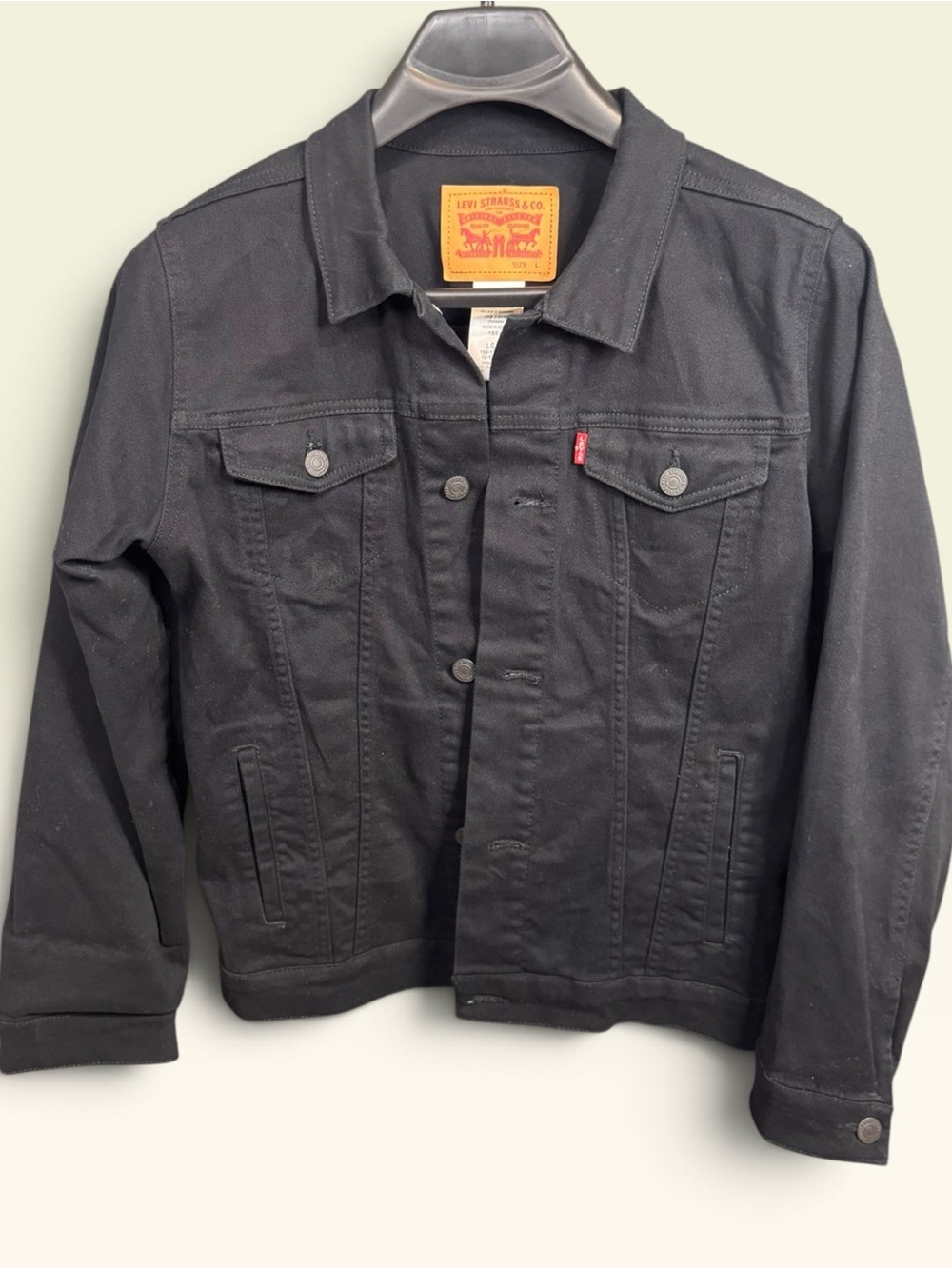 Levi's Black Denim Trucker Jacket with Button Front Size L 12-13 yrs